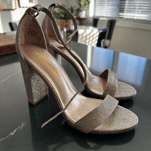 Dream Pairs Glittering Gold Block Heels